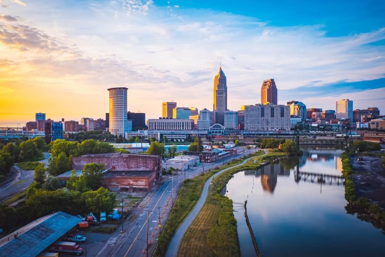 Sunset in cleveland, united states